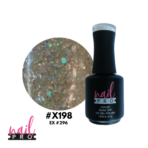 NAIL PRO Esmalte Permanente X198 Plateado verdoso con glitter holo 0