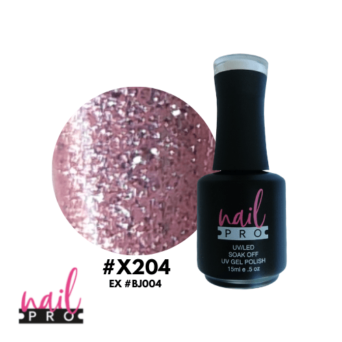 NAIL PRO Esmalte Permanente X204 Rosado Glitter intenso 0