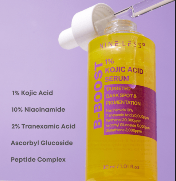 NINELESS B-BOOST 1% Kojic Acid Serum 30 ML – Despigmentante Intensivo2