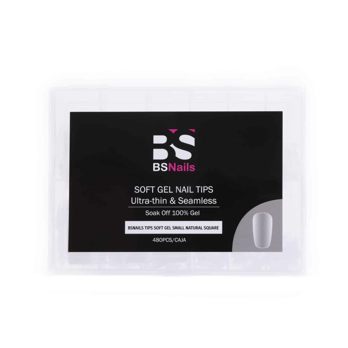 BSnails Tips Soft Gel 480 pcs – Small Natural Square ( Cortos) 0