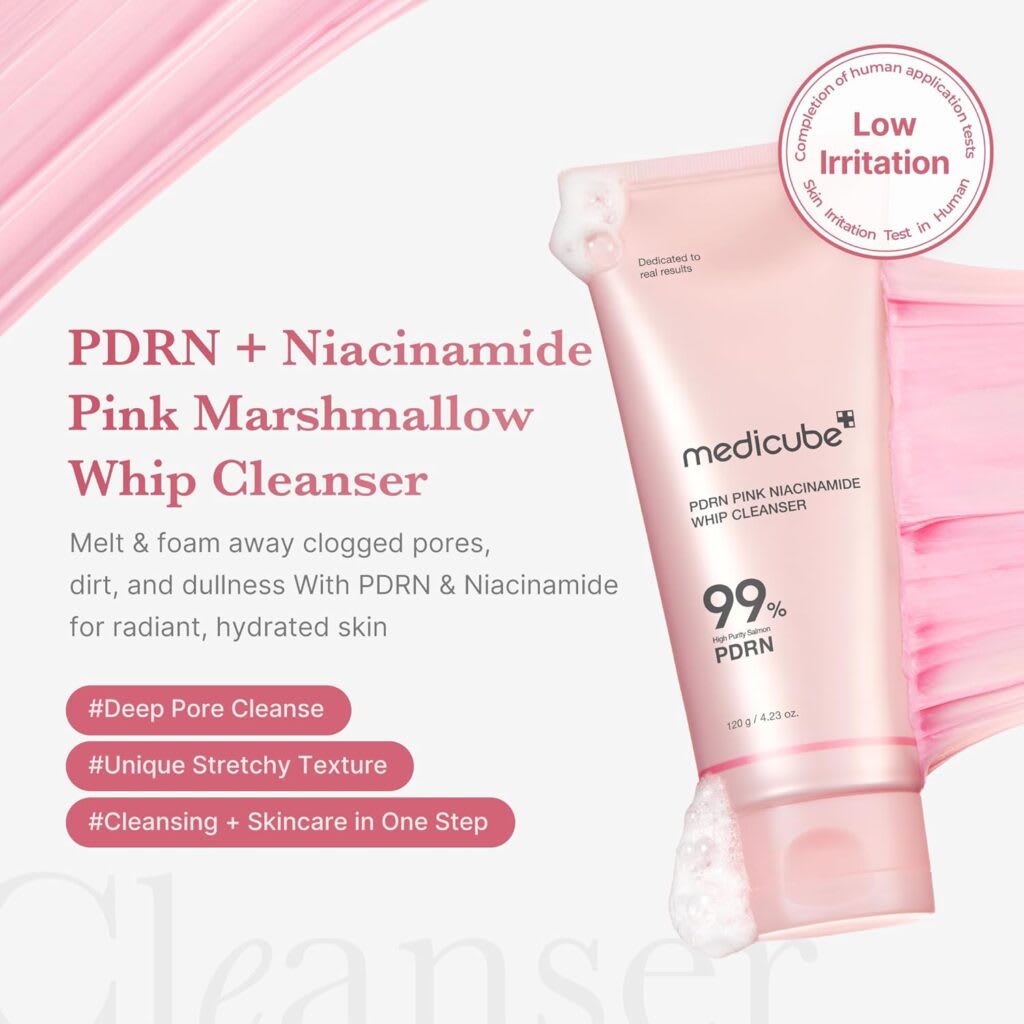 MEDICUBE – PDRN Pink Niacinamide Whip Cleanser – Jabón de Limpieza 120g3