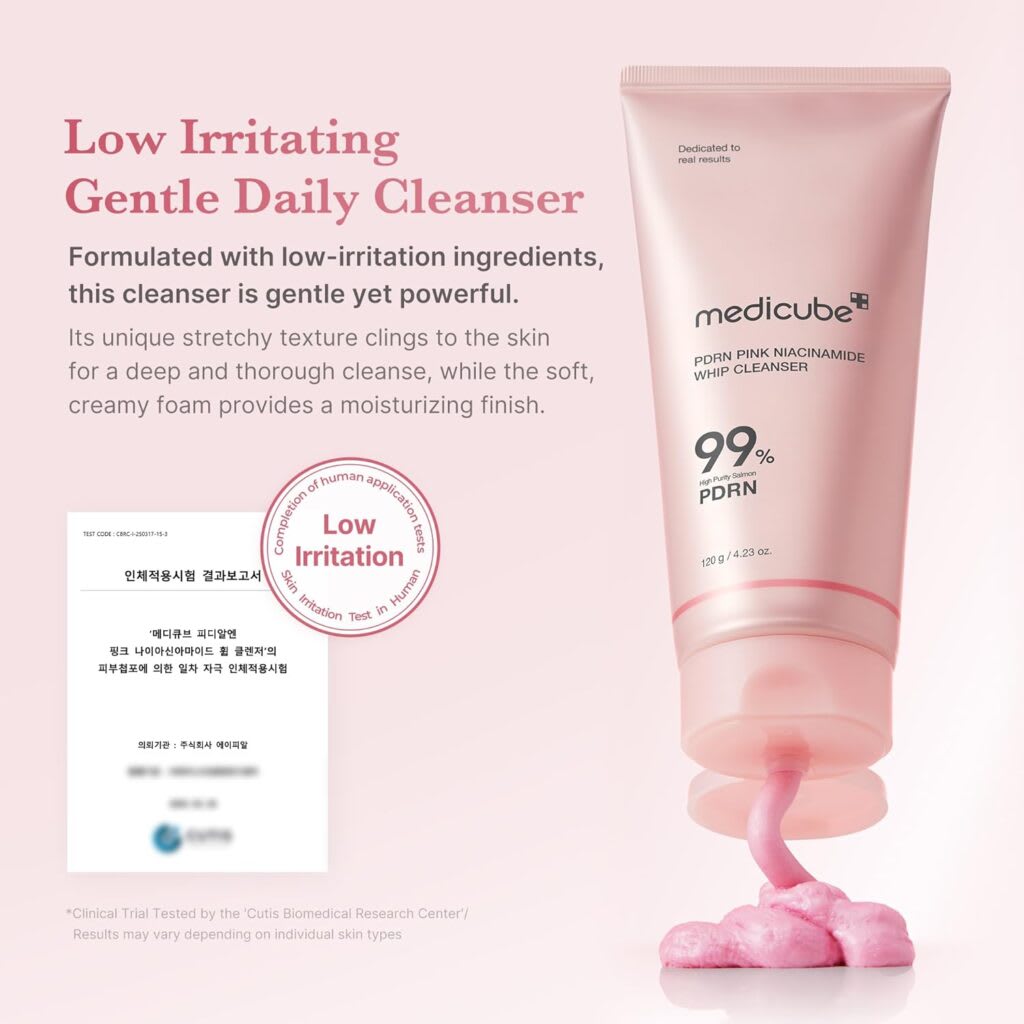 MEDICUBE – PDRN Pink Niacinamide Whip Cleanser – Jabón de Limpieza 120g2