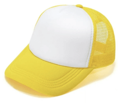 GORRO MALLA COLOR AMARILLO CON VISERA BLANCA