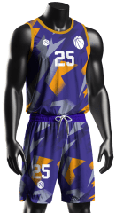 CAMISETA Y SHORT DE BÁSQUETBOL | MODELO 1, COLOR MORADO/NARANJO