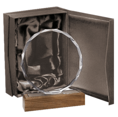 GALVANO CRISTAL CON BASE DE MADERA BLAS 51