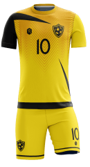 CAMISETA Y SHORT | MODELO R1, COLOR AMARILLO/NEGRO