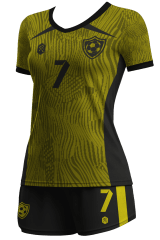 CAMISETA Y SHORT | MODELO F4, COLOR AMARILLO Y NEGRO