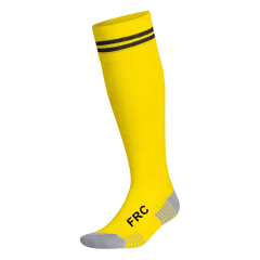 CALCETAS DE FÚTBOL COLOR AMARILLO CON LÍNEAS NEGRAS, ADULTO