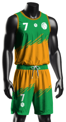 CAMISETA Y SHORT DE BÁSQUETBOL | MODELO 2, COLOR NARANJO/VERDE