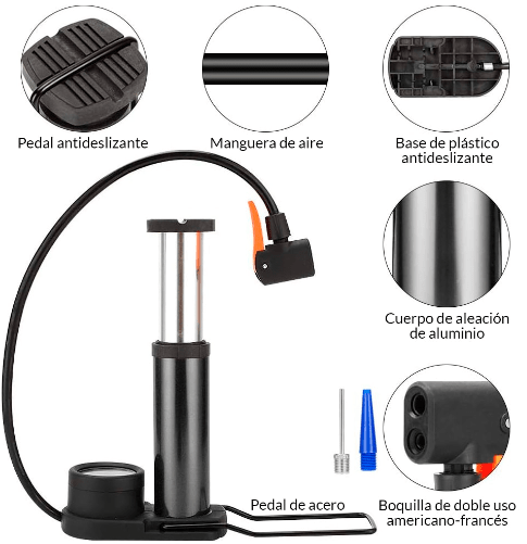 BOMBIN INFLADOR DE PIE CON MANOMETRO2