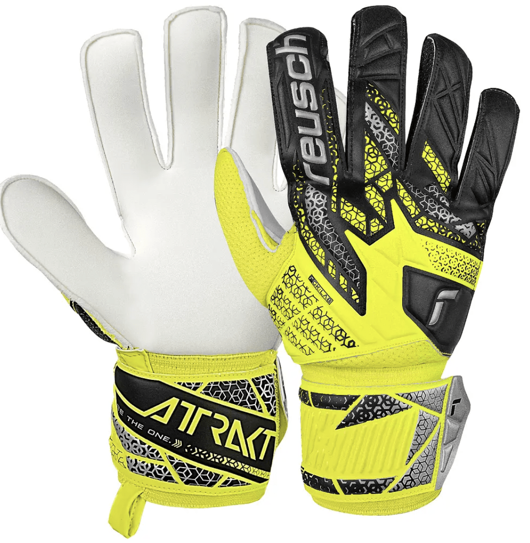 GUANTES DE ARQUERO ATTRAKT SOLID ADULTO AMARILLO FLÚOR/PLATEADO4
