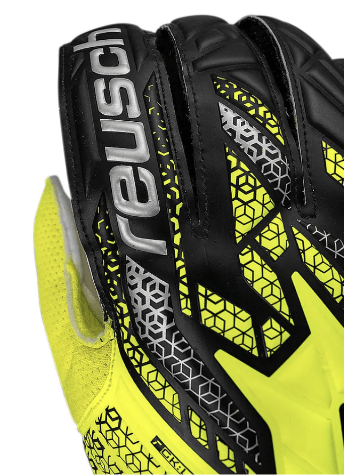 GUANTES DE ARQUERO ATTRAKT SOLID ADULTO AMARILLO FLÚOR/PLATEADO1