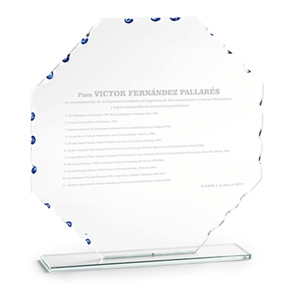 GALVANO CRISTAL OCTAGONAL 23762