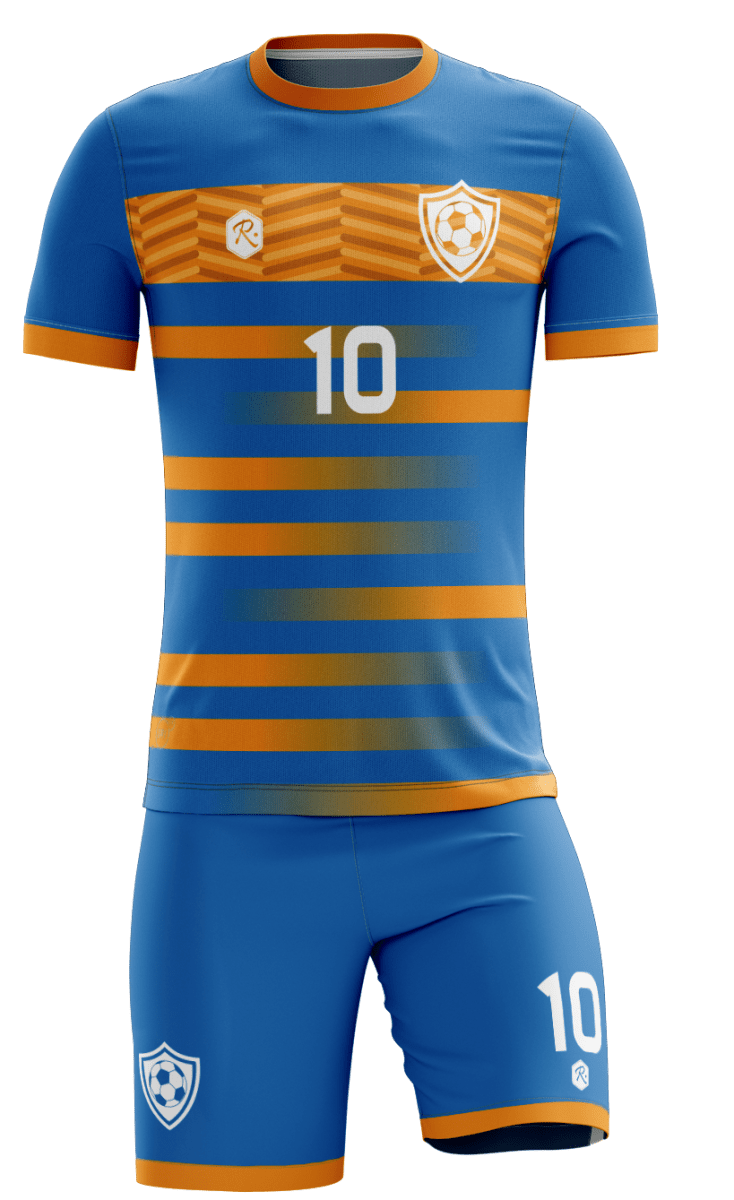 CAMISETA Y SHORT | MODELO R4, COLOR AZUL/NARANJO1