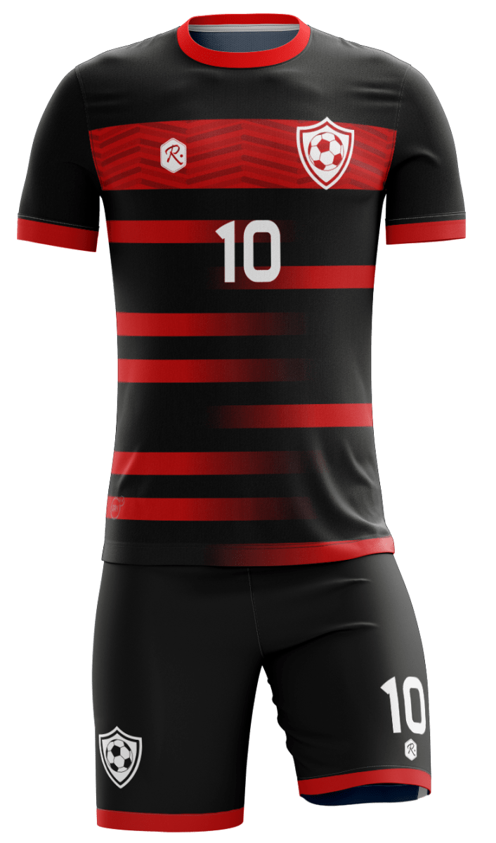 CAMISETA Y SHORT | MODELO R4, COLOR ROJO/NEGRO1