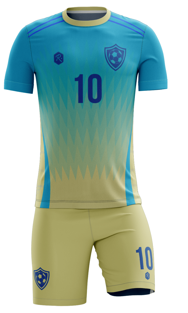 CAMISETA Y SHORT | MODELO R5, COLOR CELESTE/BEIGE1