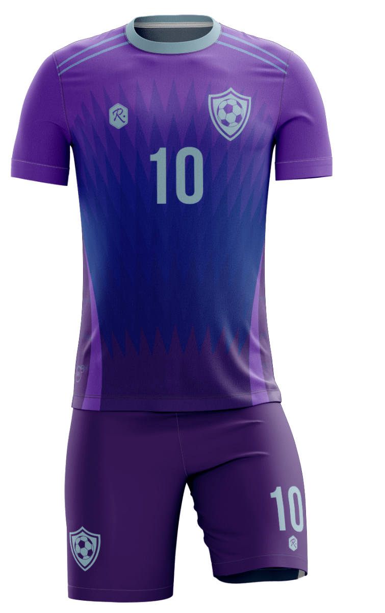 CAMISETA Y SHORT | MODELO R5, COLOR MORADO/AZUL1