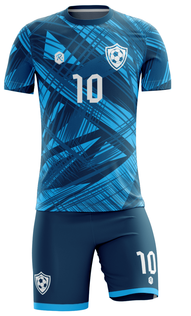 CAMISETA Y SHORT | MODELO R2, COLOR CELESTE/AZUL MARINO1