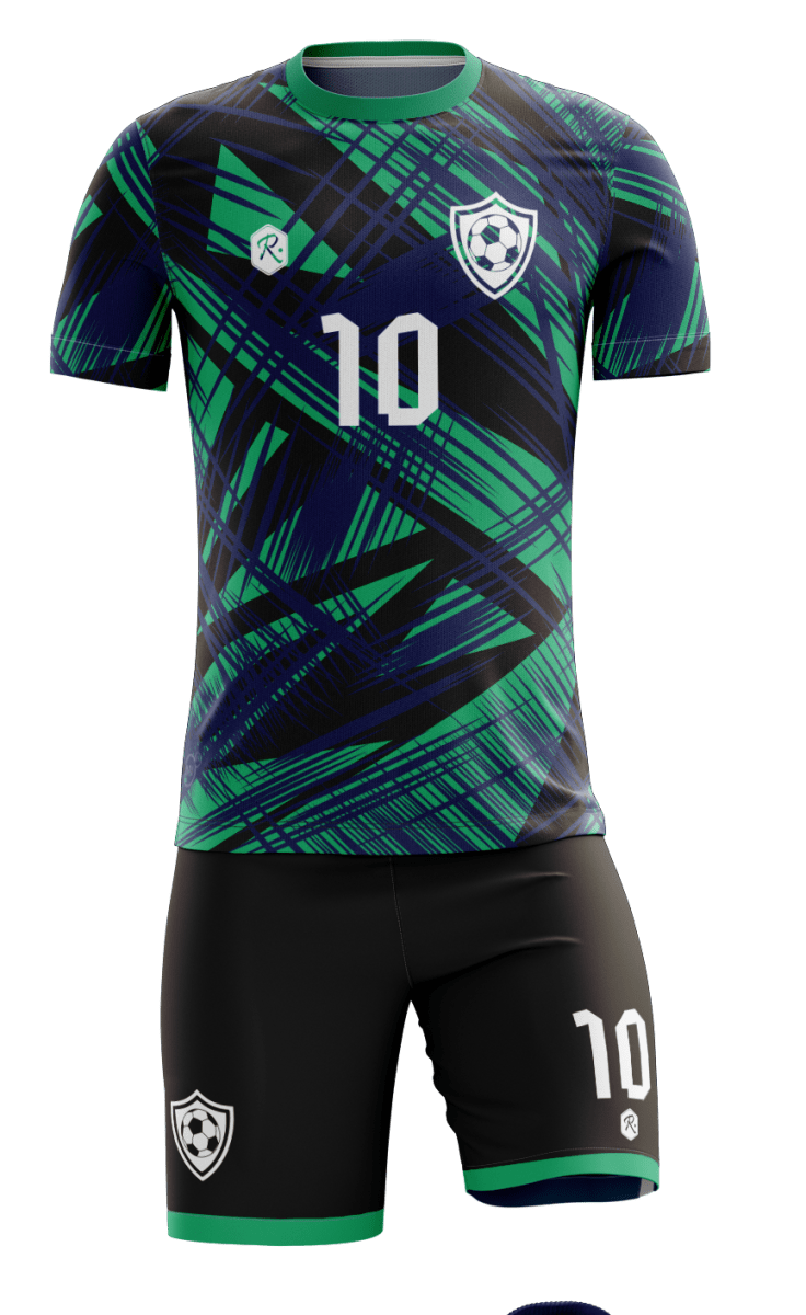 CAMISETA Y SHORT | MODELO R2, COLOR VERDE/AZUL1