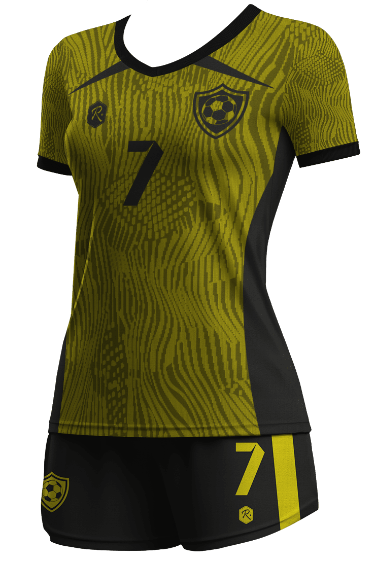 CAMISETA Y SHORT | MODELO F4, COLOR AMARILLO Y NEGRO1