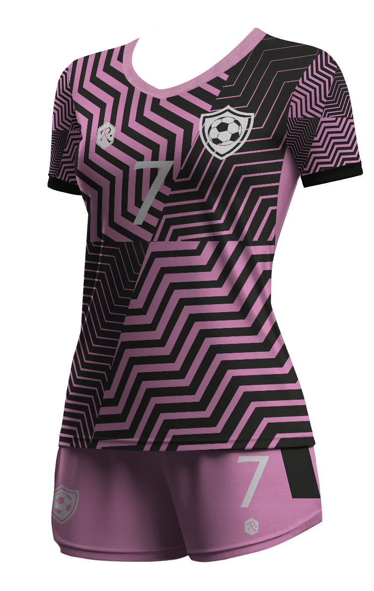 CAMISETA Y SHORT | MODELO F5, COLOR ROSADO/NEGRO1