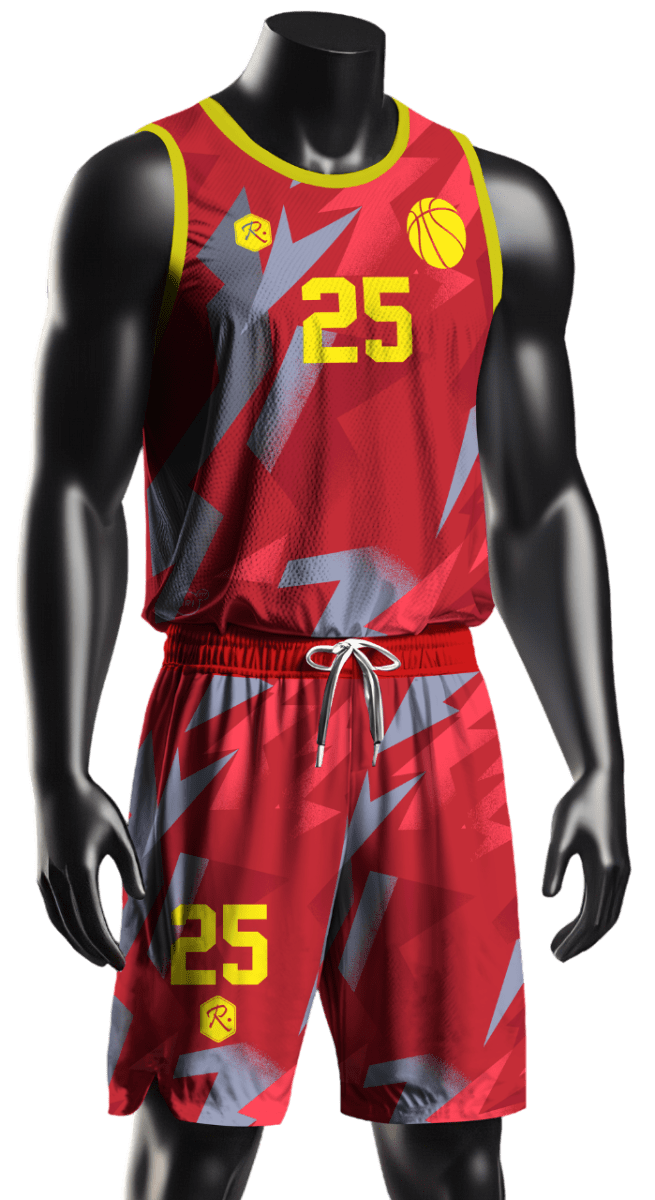 CAMISETA Y SHORT DE BÁSQUETBOL | MODELO 1, COLOR ROJO/GRIS1