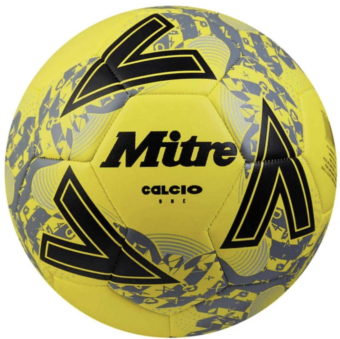 BALÓN DE FÚTBOL CALCIO, COLOR AMARILLO/NEGRO GRIS, TALLA 5