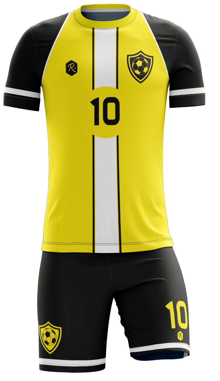 CAMISETA Y SHORT | MODELO R3, COLOR AMARILLO/NEGRO