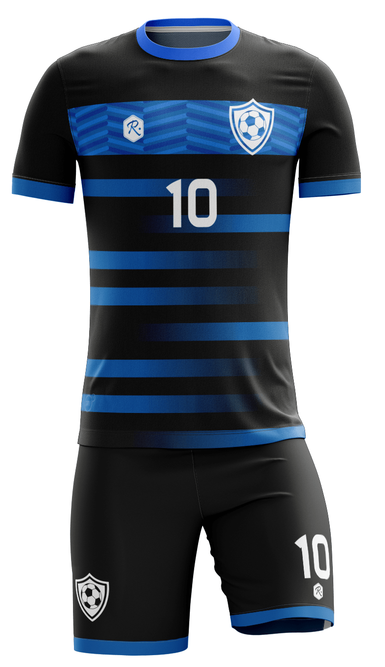 CAMISETA Y SHORT | MODELO R4, COLOR NEGRO/AZUL