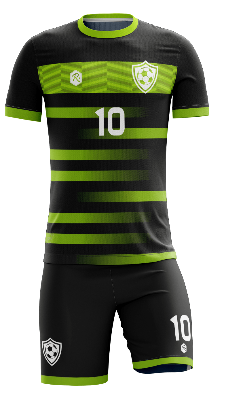 CAMISETA Y SHORT | MODELO R4, COLOR NEGRO/VERDE