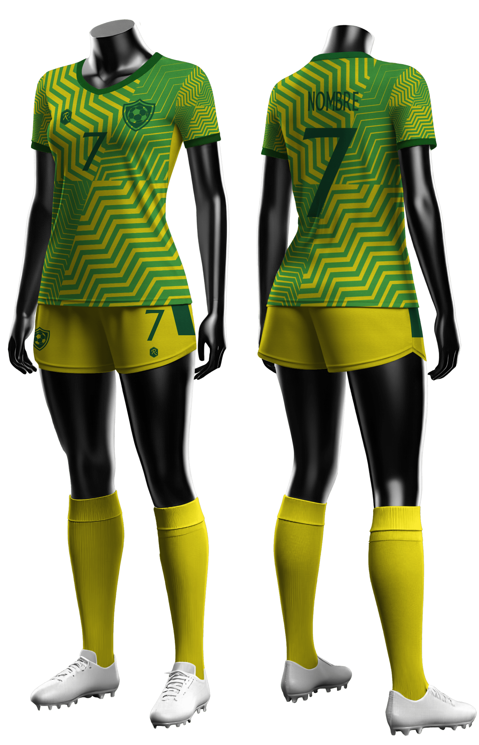 CAMISETA Y SHORT | MODELO F5, COLOR AMARILLO/VERDE