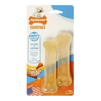 Nylabone Puppy Chew Bone Twin Pack, Chicken - XS1