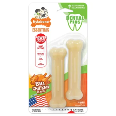 Nylabone Daily Dental Durable Chew Twin Pack, Chicken - XS1