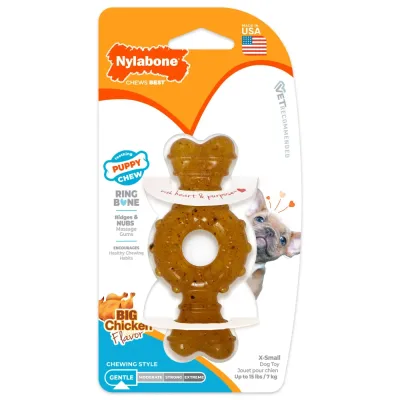 Nylabone Puppy Chew Ring Bone, Chicken - Petite1