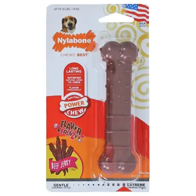 Nylabone Power Chew Textured Bone, Beef Jerky - Wolf1