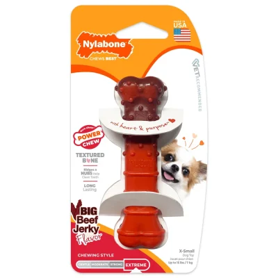 Nylabone Power Chew Textured Bone, Beef Jerky - Petite1