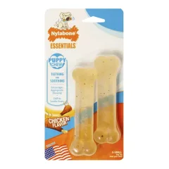 Nylabone Puppy Chew Bone Twin Pack, Chicken - XS