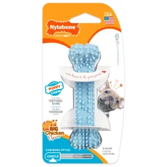Nylabone Puppy Chew Blue Dental Bone, Chicken - Petite