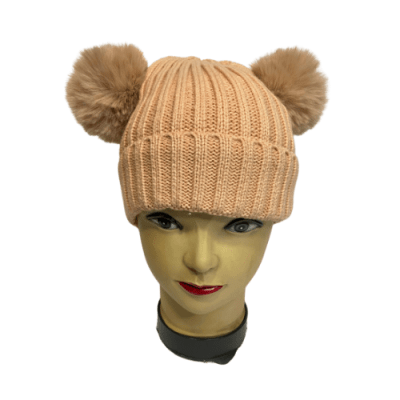 GORRO LANA POMPON PIEL