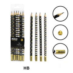 SET DE 12 LAPICES GRAFITOS HB DISEÑO GOLDEN BLACK