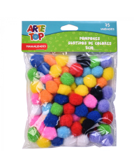 POMPONES METALIZADOS SURTIDOS 2 CM 50 UNID.