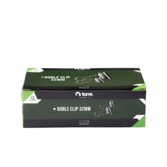 CAJA DOBLE CLIP NEGRO 32 MM - 12 UNID.