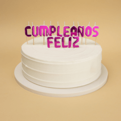 VELA FELIZ CUMPLEAÑOS HOLO FUCSIA