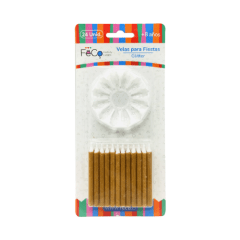 VELA GLITTER DORADO x 24 PCS