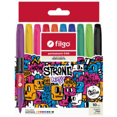 MARCADOR PERMANENTE 10 UNID PTA 1.0 MM.