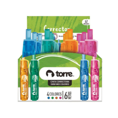 CINTA CORRECTORA 5MM 6MT RETRACTIL MIX COLORES.