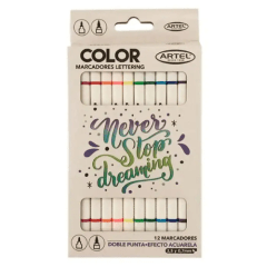 ESTUCHE 12 MARCADORES LETTERING DOBLE PUNTA