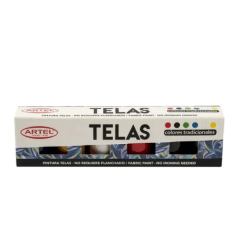 ESTUCHE PINTURA TELAS 6 COLORES.