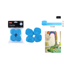 4 PCS FESTON 3.5CM*10M CELESTE.