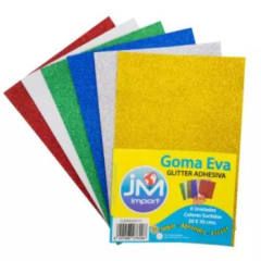 GOMA EVA AUTOADHESIVA GLITTER 20X30 SET 6 UNIDADES